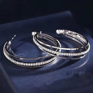 NEW silver hoop earrings, layered earrings, trendy circle earrings, jewelry